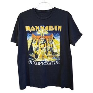 Men's Iron Maiden Powerslave World Slavery Tour Front & Back Print T-Shirt L/XL